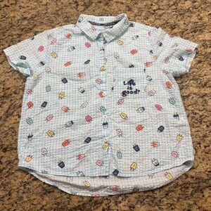 Life is Good Kids Blue Gingham Popsicle Seersucker Sleep‎ Shirt Medium